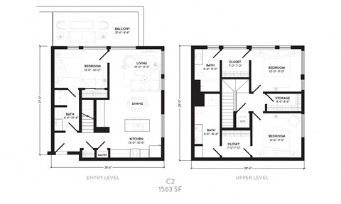 two floor plans of a house with different floors